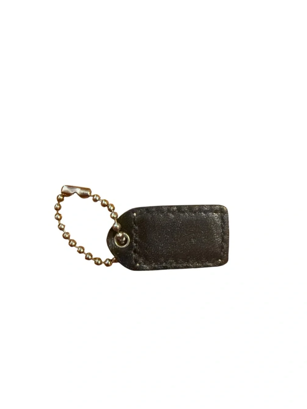 COACH Black Leather Keychain Tag with Gold Chain